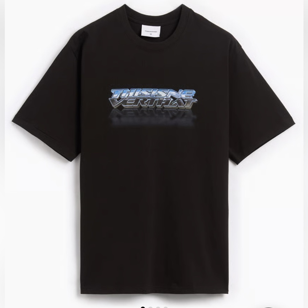 This is Never That Metallic Logo Tee Black Large New With Tags‎